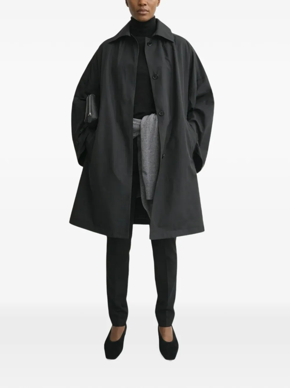 TOTEME button-up oversized coat Zwart