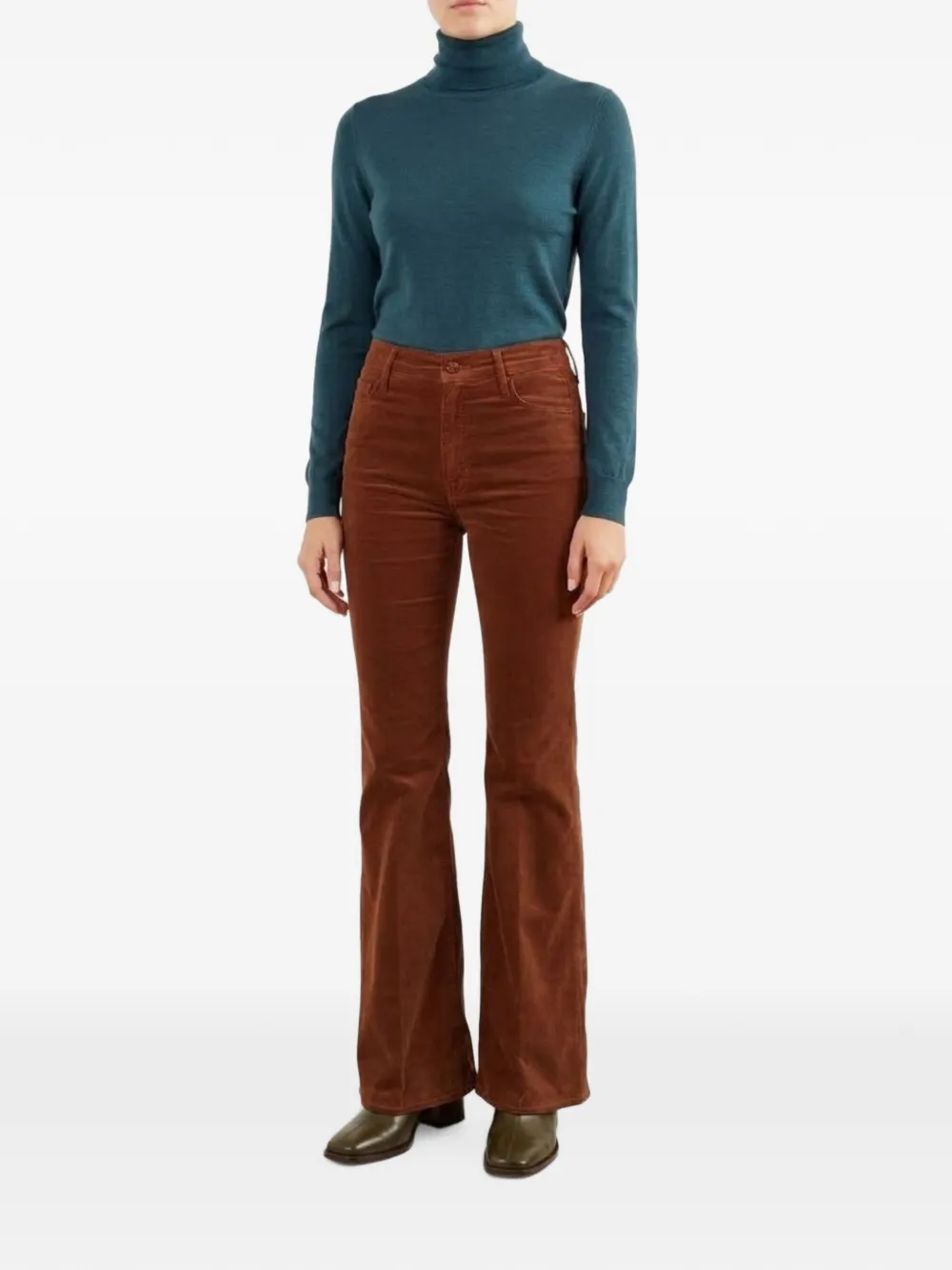MOTHER The Doozy ribfluwelen flared broek Bruin