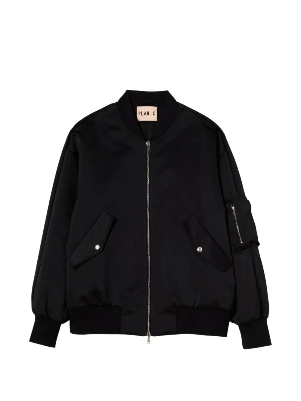 Plan C Zip-up Bomber Jacket In Black