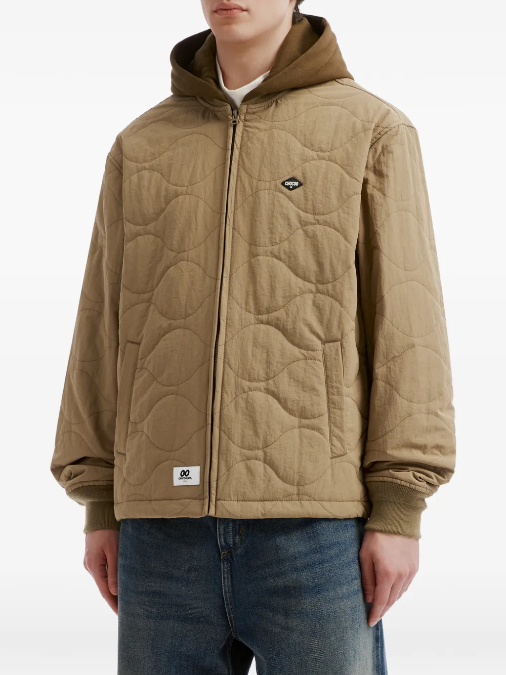 CHOCOOLATE quilted hooded jacket Beige