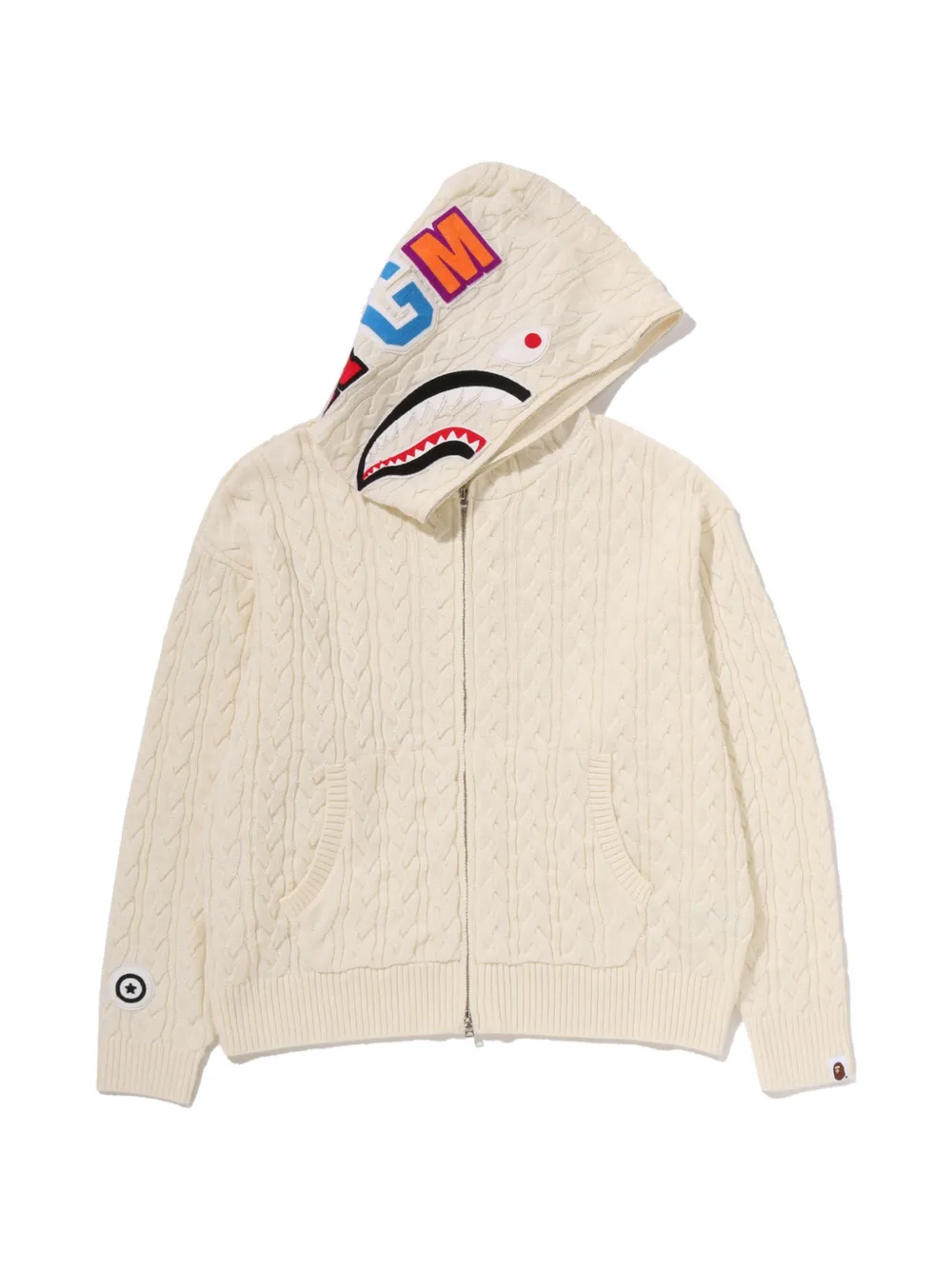 A BATHING APE® Shark cable-knit hoodie