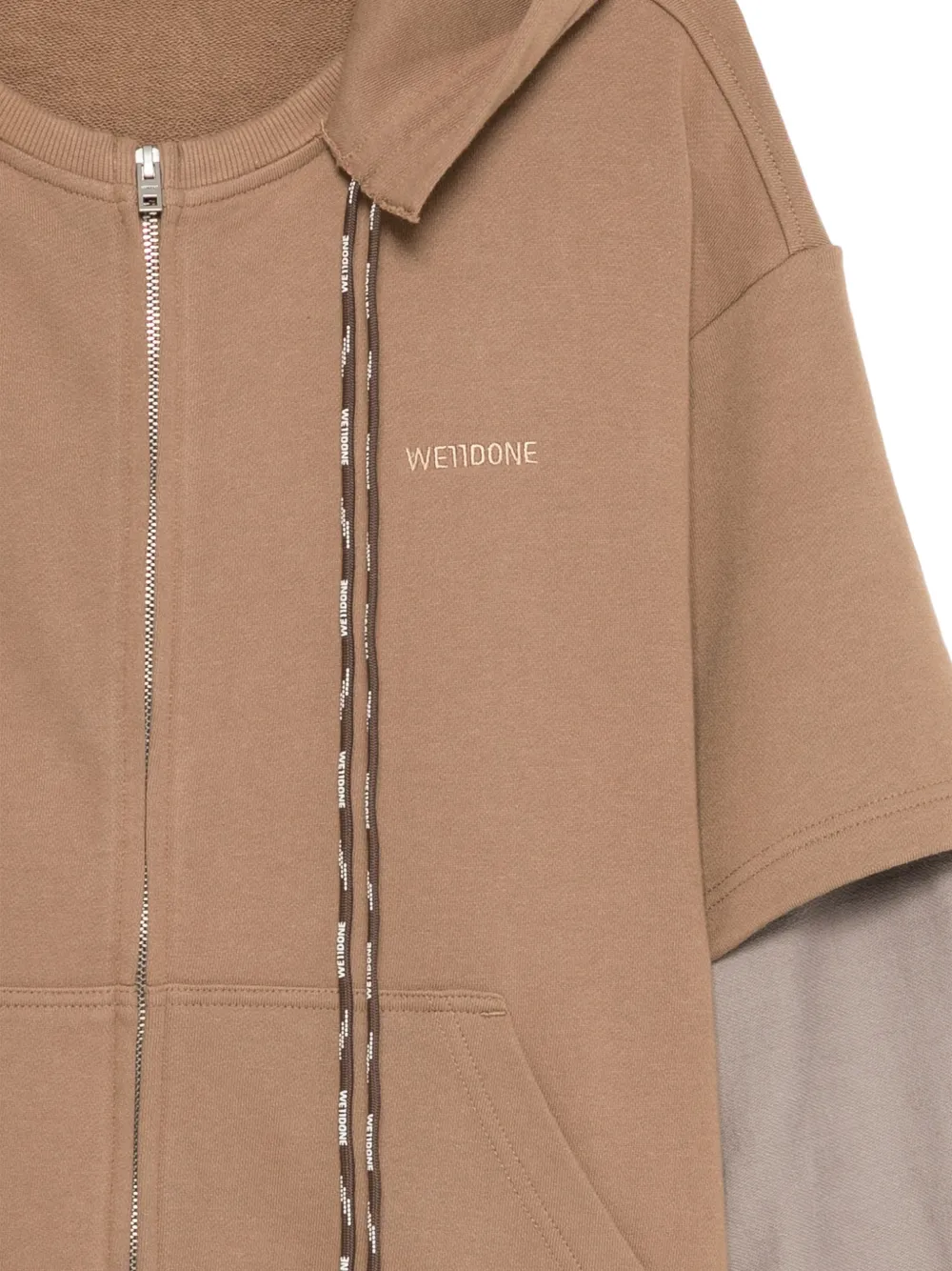 We11done layered double-string zip-up hoodie Bruin