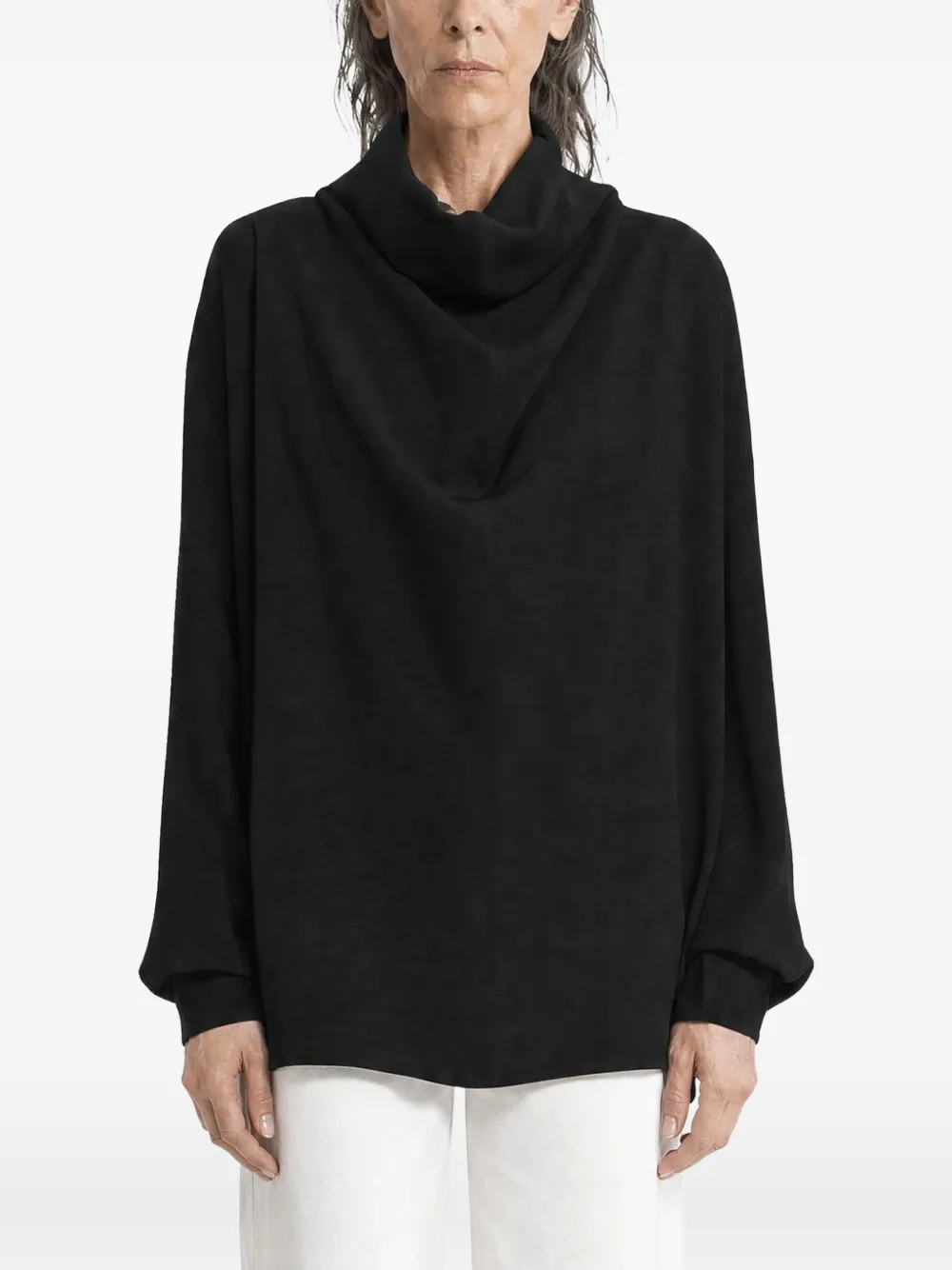 TOTEME cowl-neck scarf-detail blouse - Nero