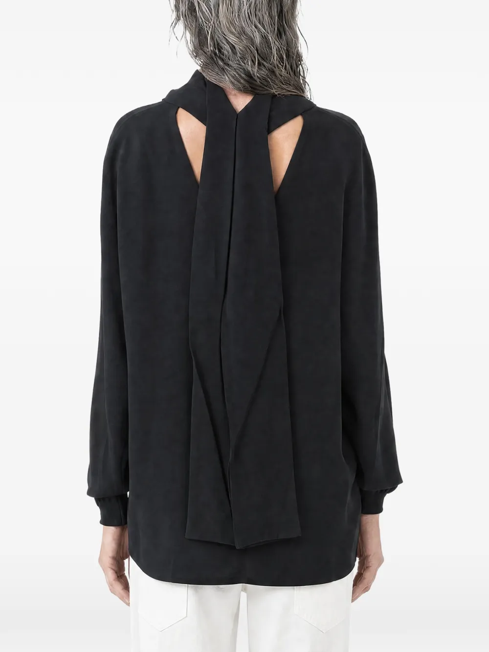 TOTEME Blouse met sjaaldetail en diepe hals Zwart