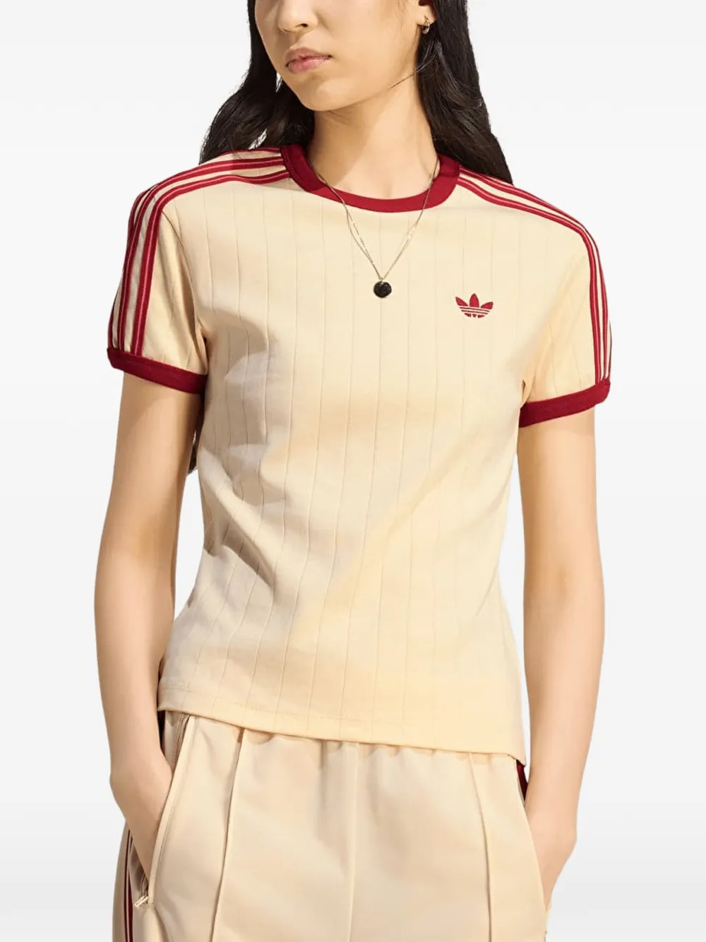adidas stripe-detail t-shirt - Giallo