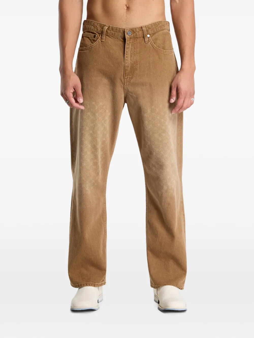 Daily Paper Amba faded monogram straight-leg jeans - Toni neutri