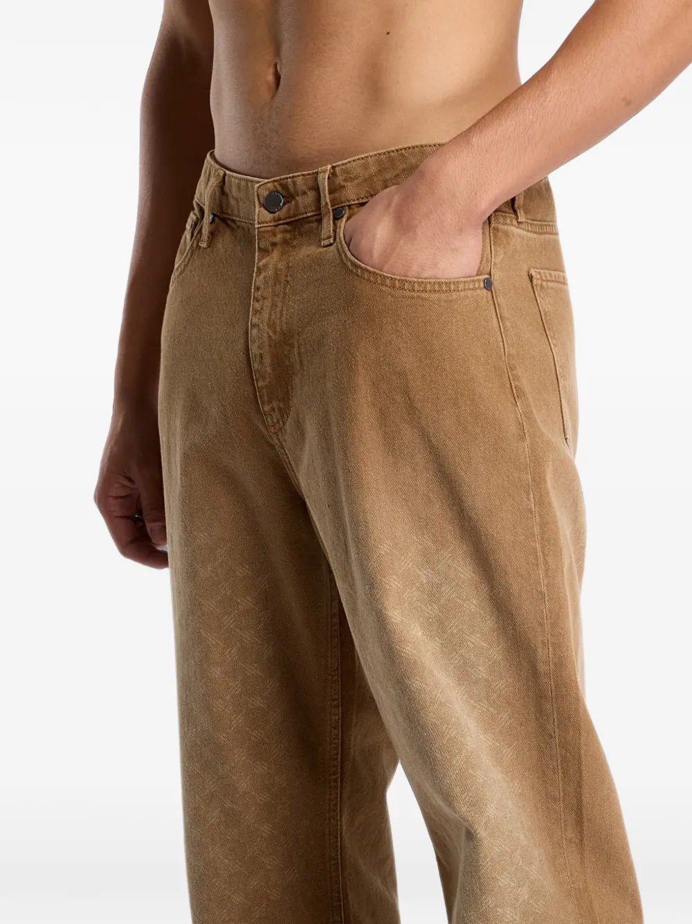 Daily Paper Amba faded monogram straight-leg jeans Beige