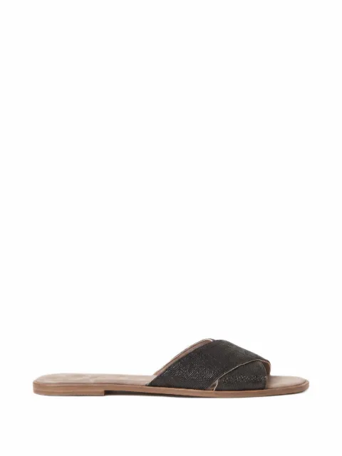 Brunello Cucinelli crossover leather sandals