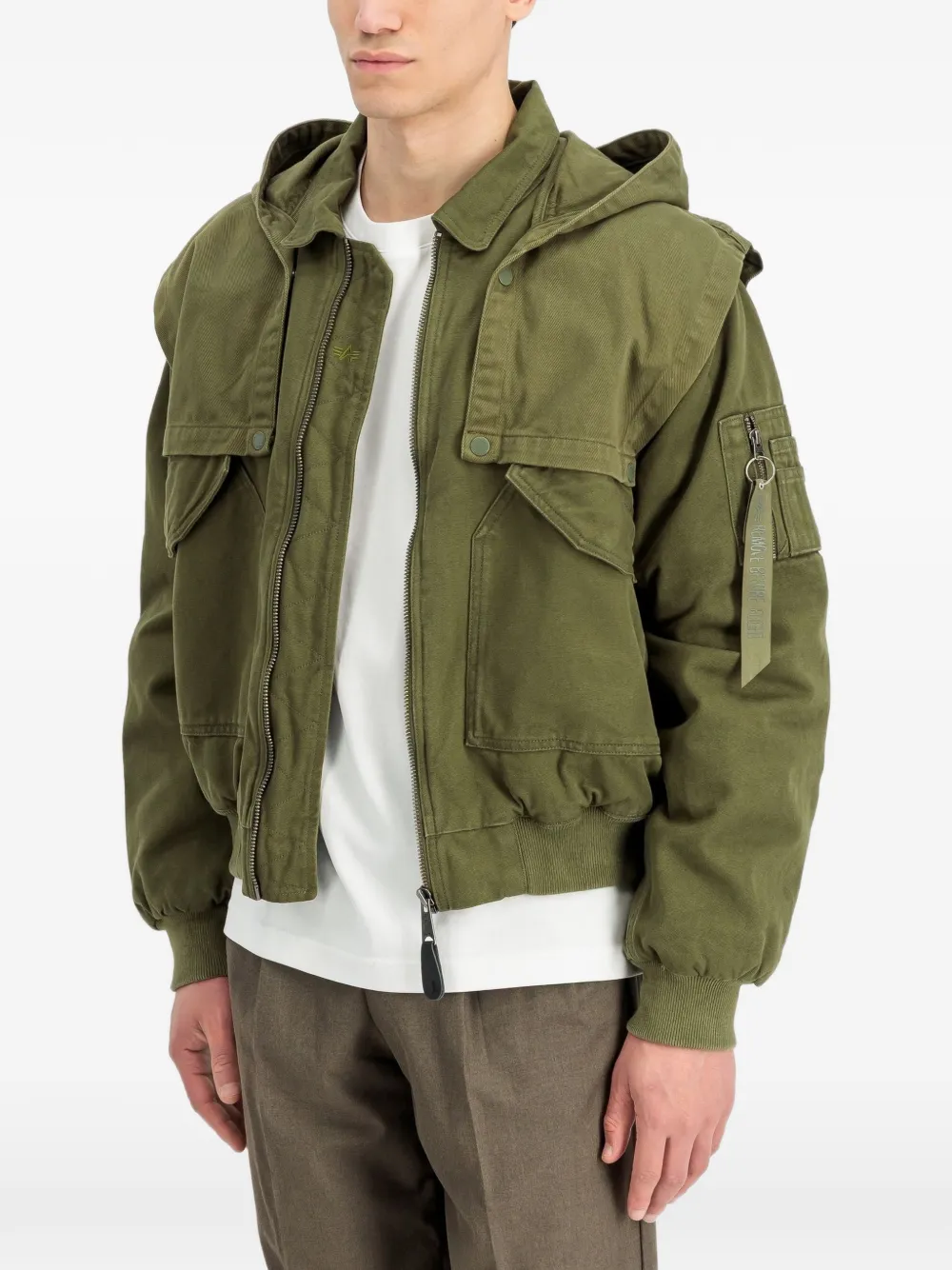 Alpha Industries CWU-45 P D-Tec hooded bomber jacket Groen