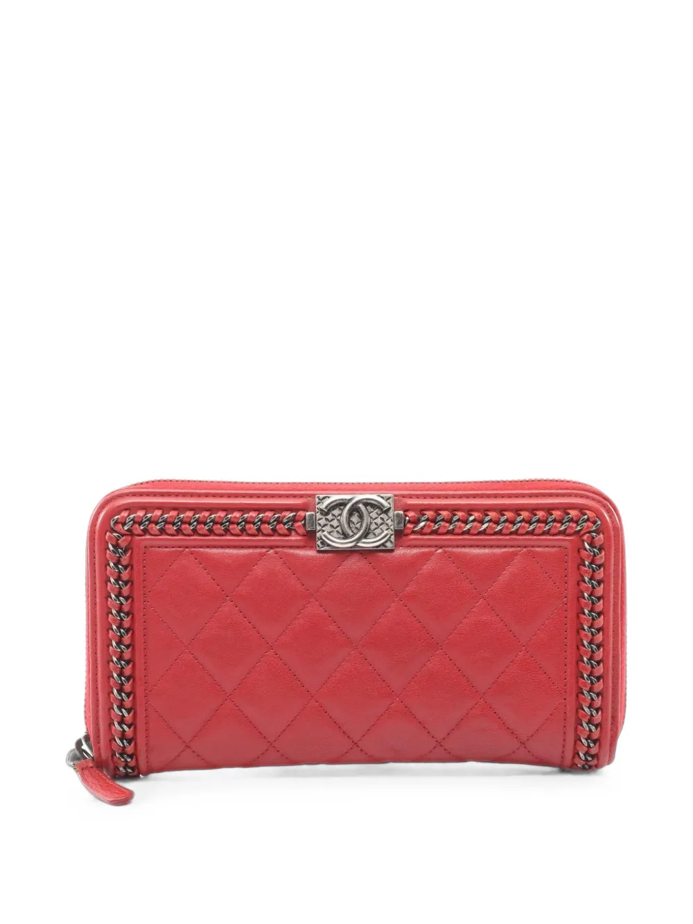 CHANEL Pre-Owned 2016-2017 Boy Chanel quilted wallet - Rosso
