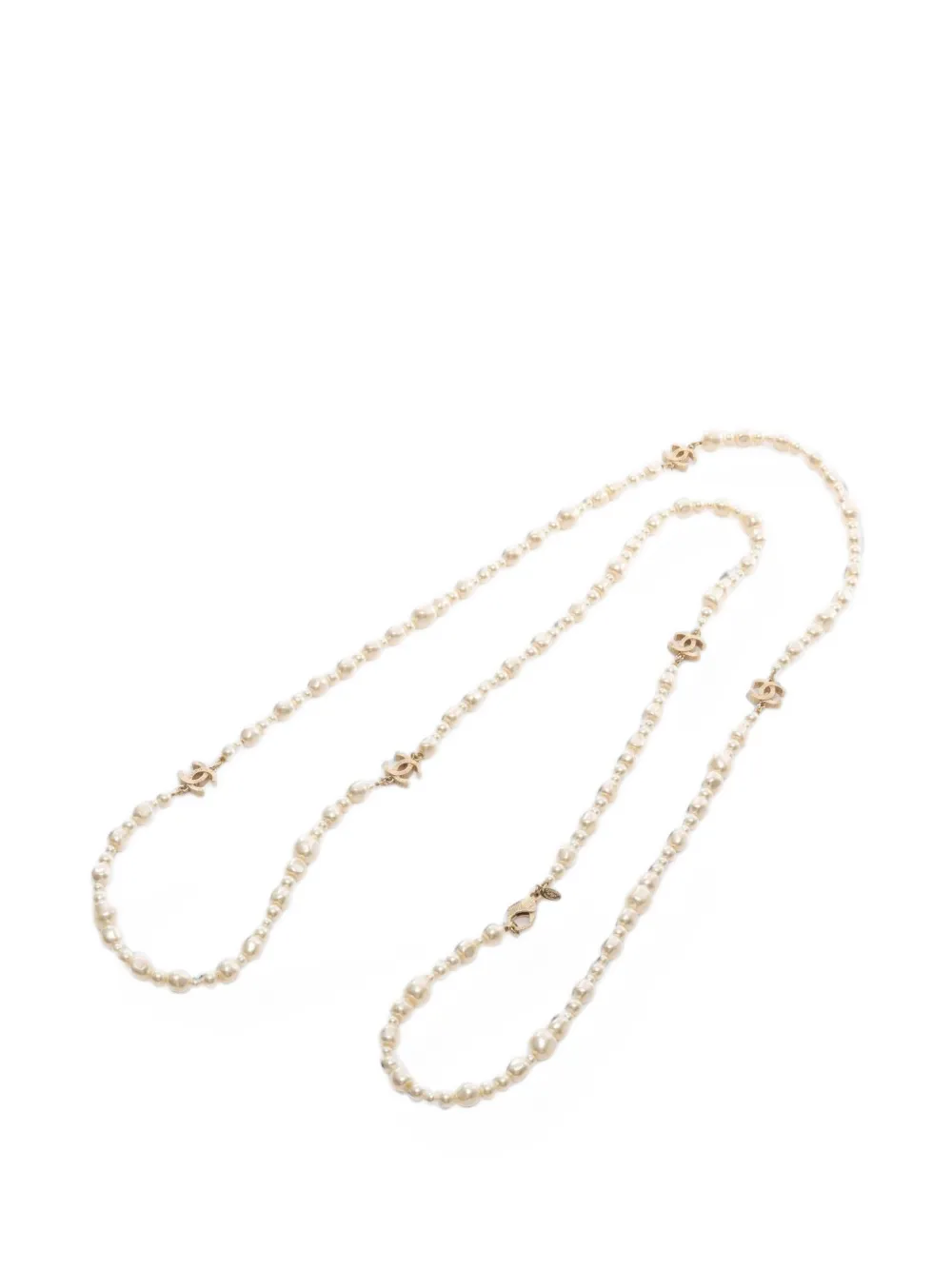 CHANEL Pre-Owned 2012 Interlocking CC faux-pearl necklace - Oro