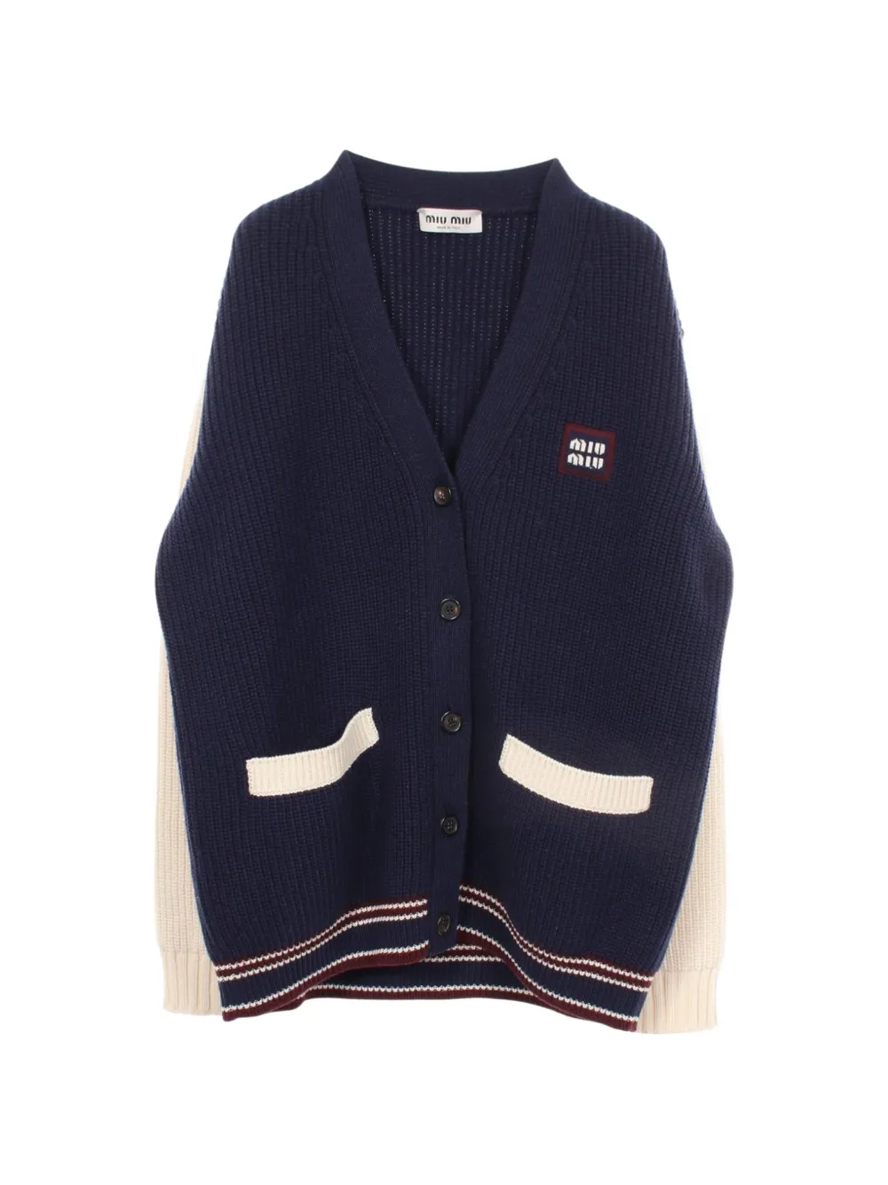 Miu Miu Pre-Owned 2010s rib-knit oversized cardigan - Blu