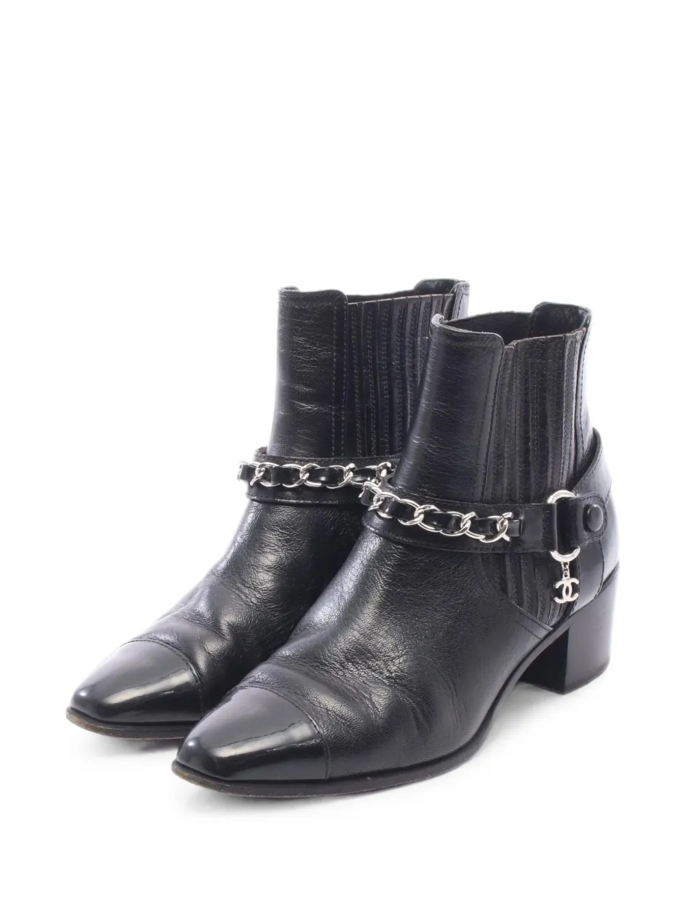 CHANEL Pre-Owned 1986-1988 Coco Mark chain ankle boots - Nero