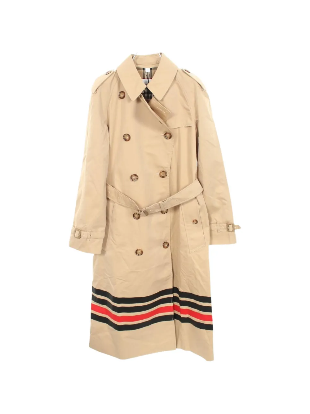 Burberry Pre-Owned 2010 striped belted trench coat - Neutrals