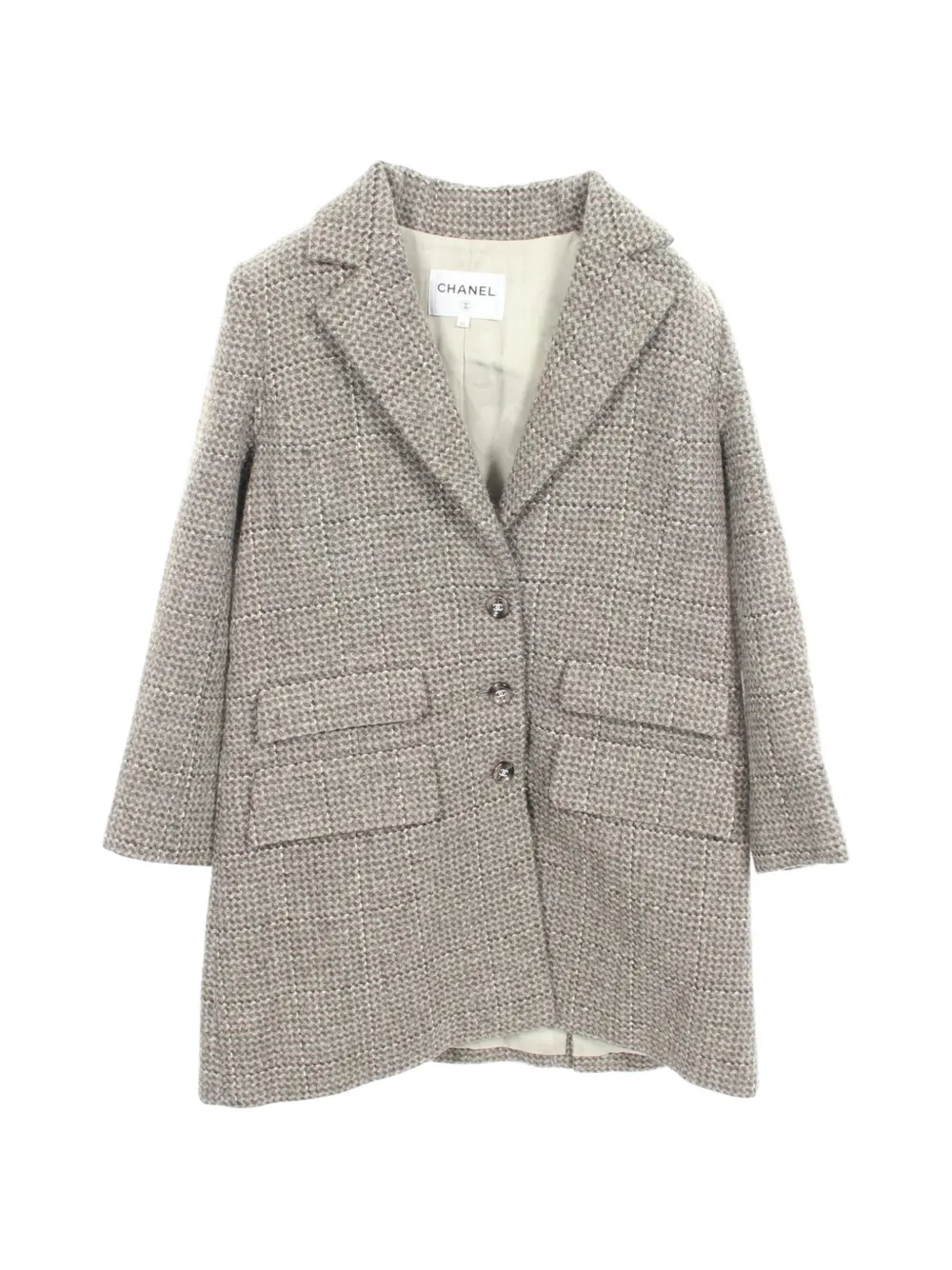 CHANEL Pre-Owned 1986-1988 Coco button chester coat - Grigio