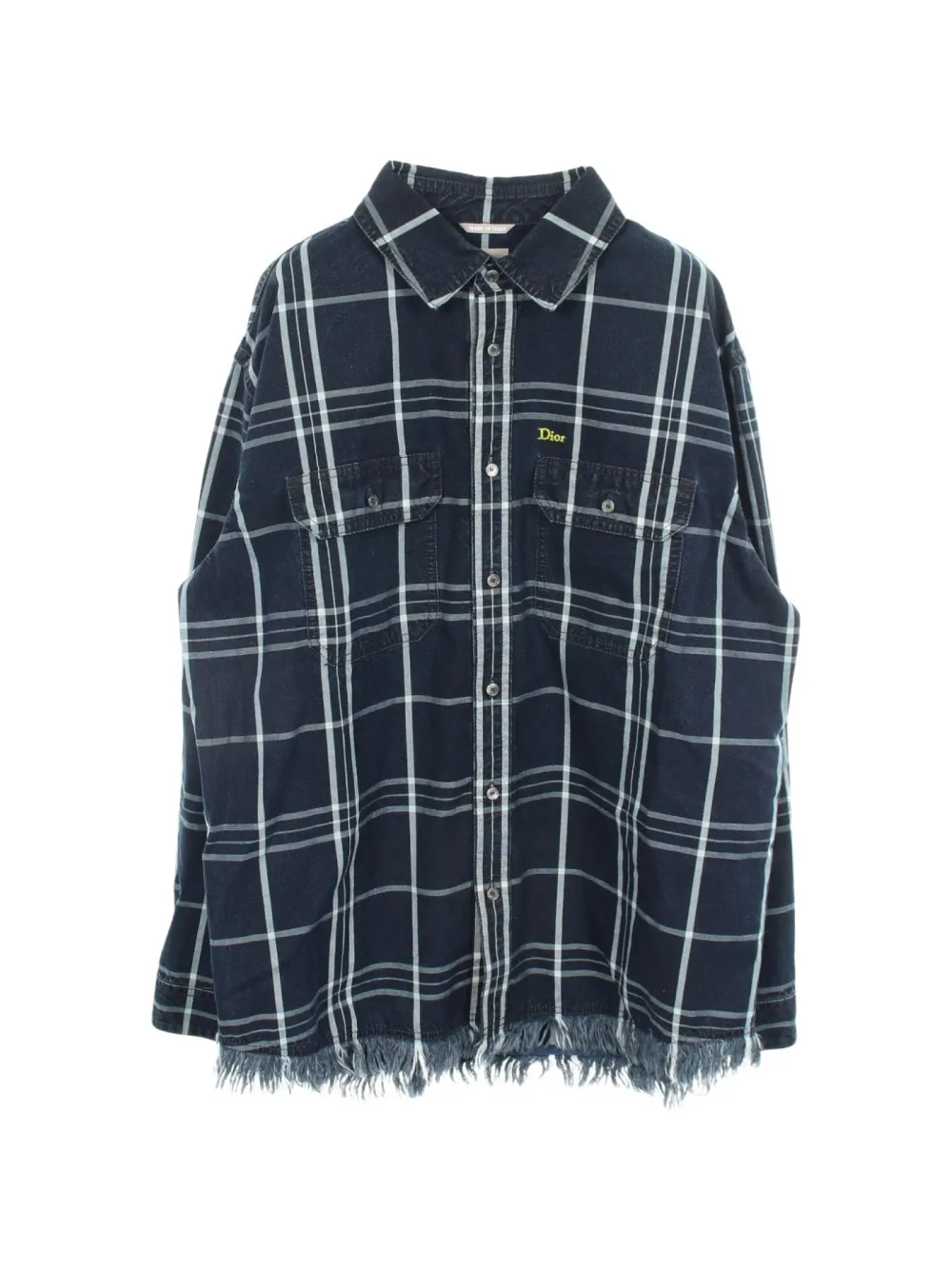 Christian Dior Pre-Owned 2010 plaid fringe shirt - Blu