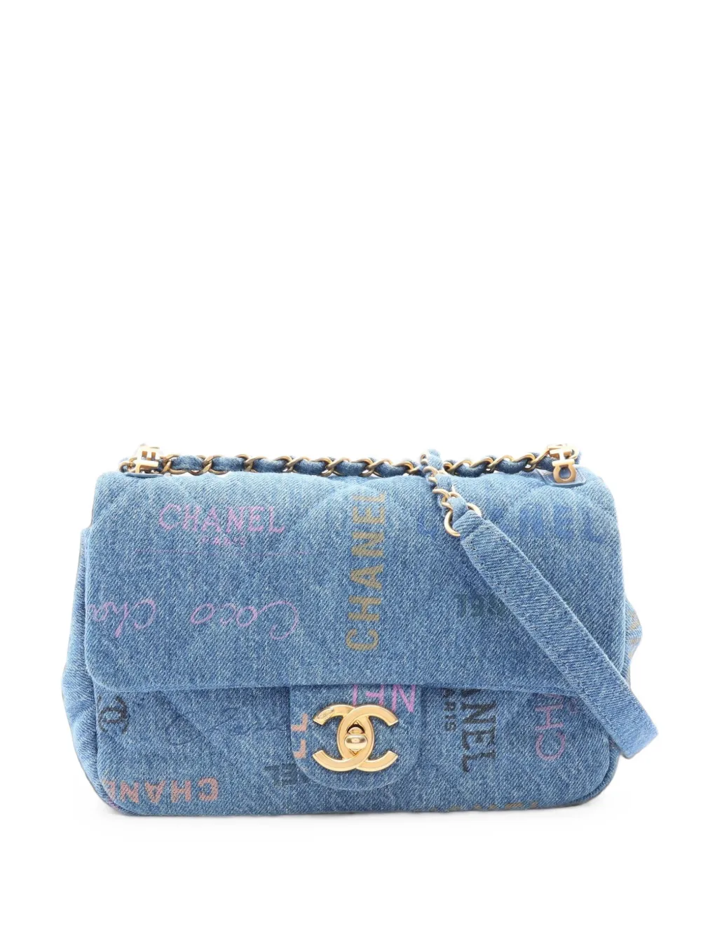 CHANEL Pre-Owned small matelassé flap demin shoulder bag - Blu
