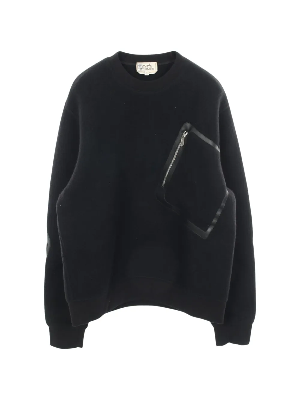 Hermès Pre-Owned sweat à bords en cuir (années 2010) - Noir