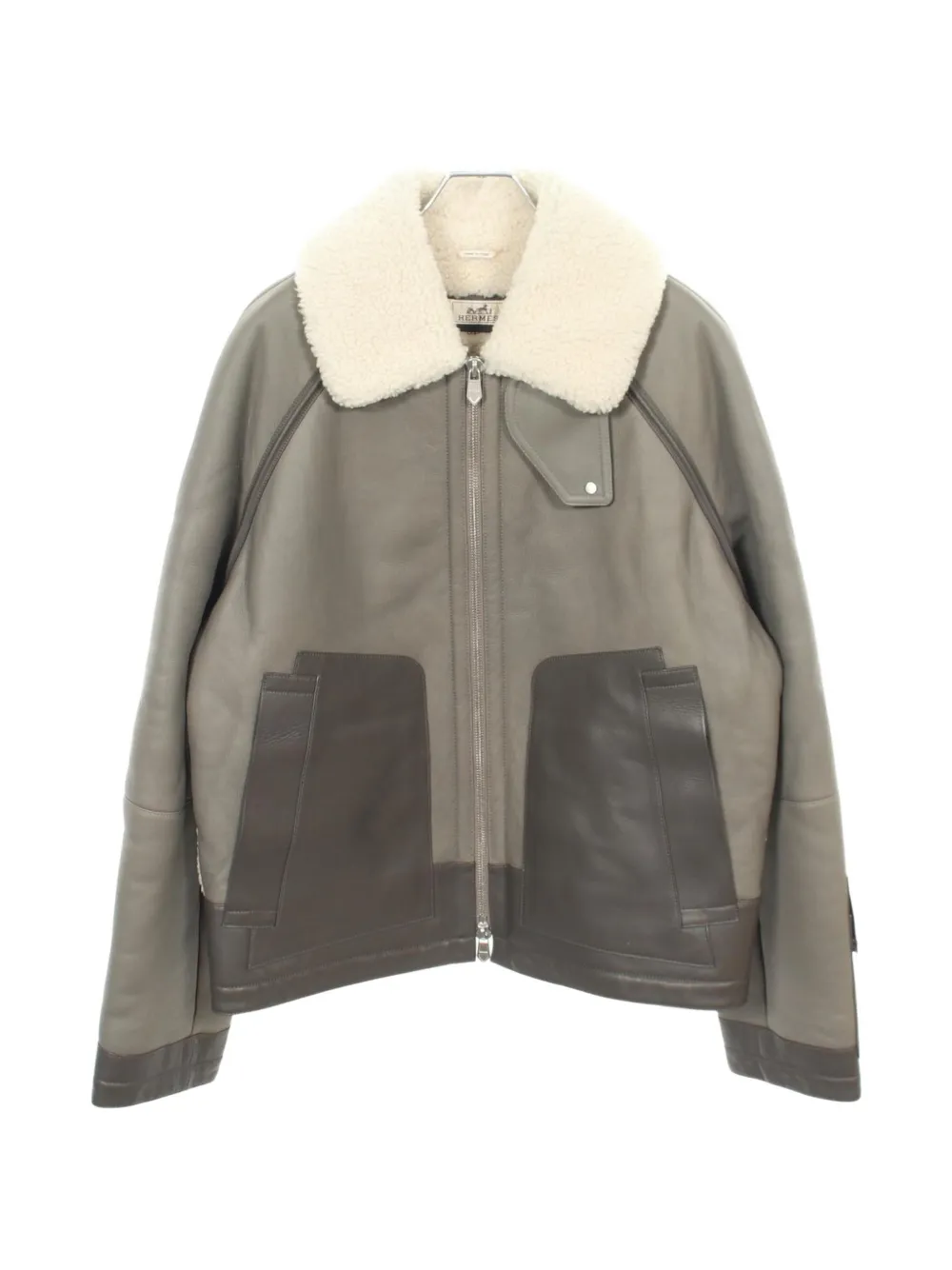 Hermès Pre-Owned veste zippée Mouton (années 2010) - Gris Hermès Pre-Owned veste zippée Mouton (années 2010) - Gris