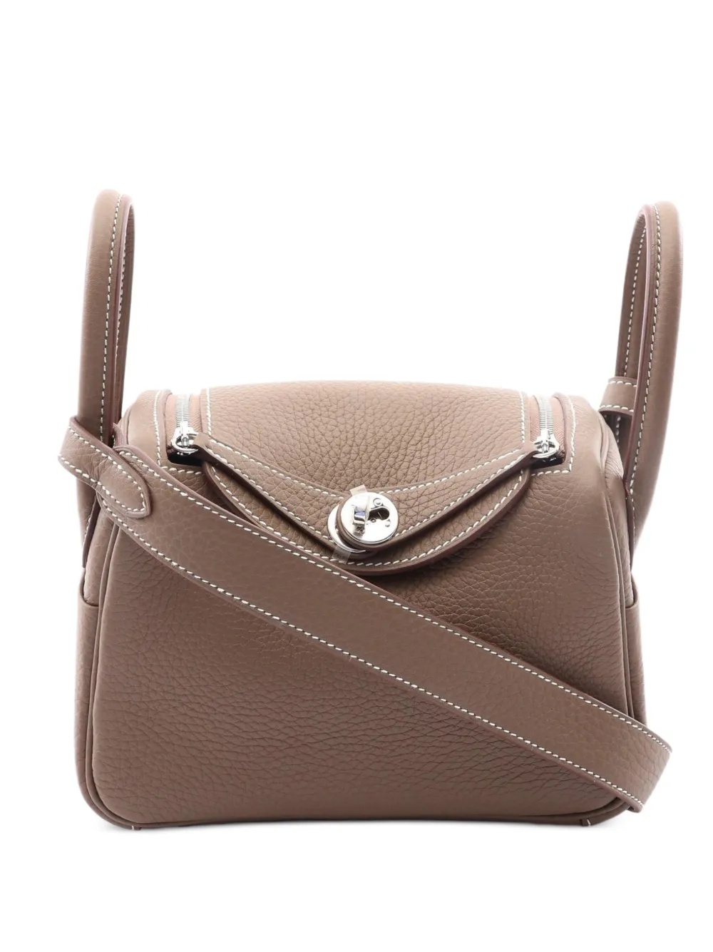 Hermès Pre-Owned mini Lindy leather shoulder bag - Braun