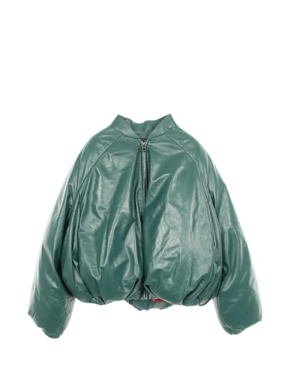 Pre-owned Loewe 2010s Padded Leather Bomber Jacket In Green