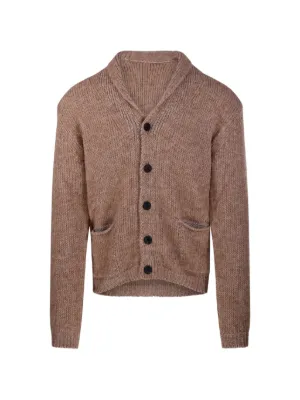 RAKKI ribbed-knit shawl-collar Cardigan | Brown | FARFETCH AO