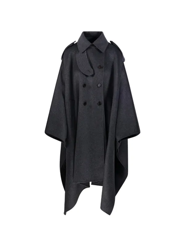 Róhe Double-breasted Cape Coat in Grey