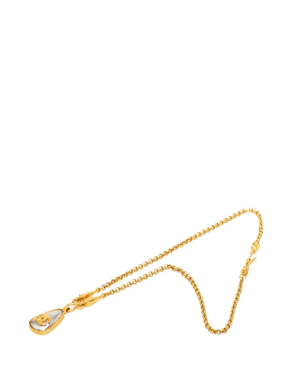CHANEL Pre-Owned 1997 CC Gold Plated Teardrop Pendant Necklace costume necklace - Oro