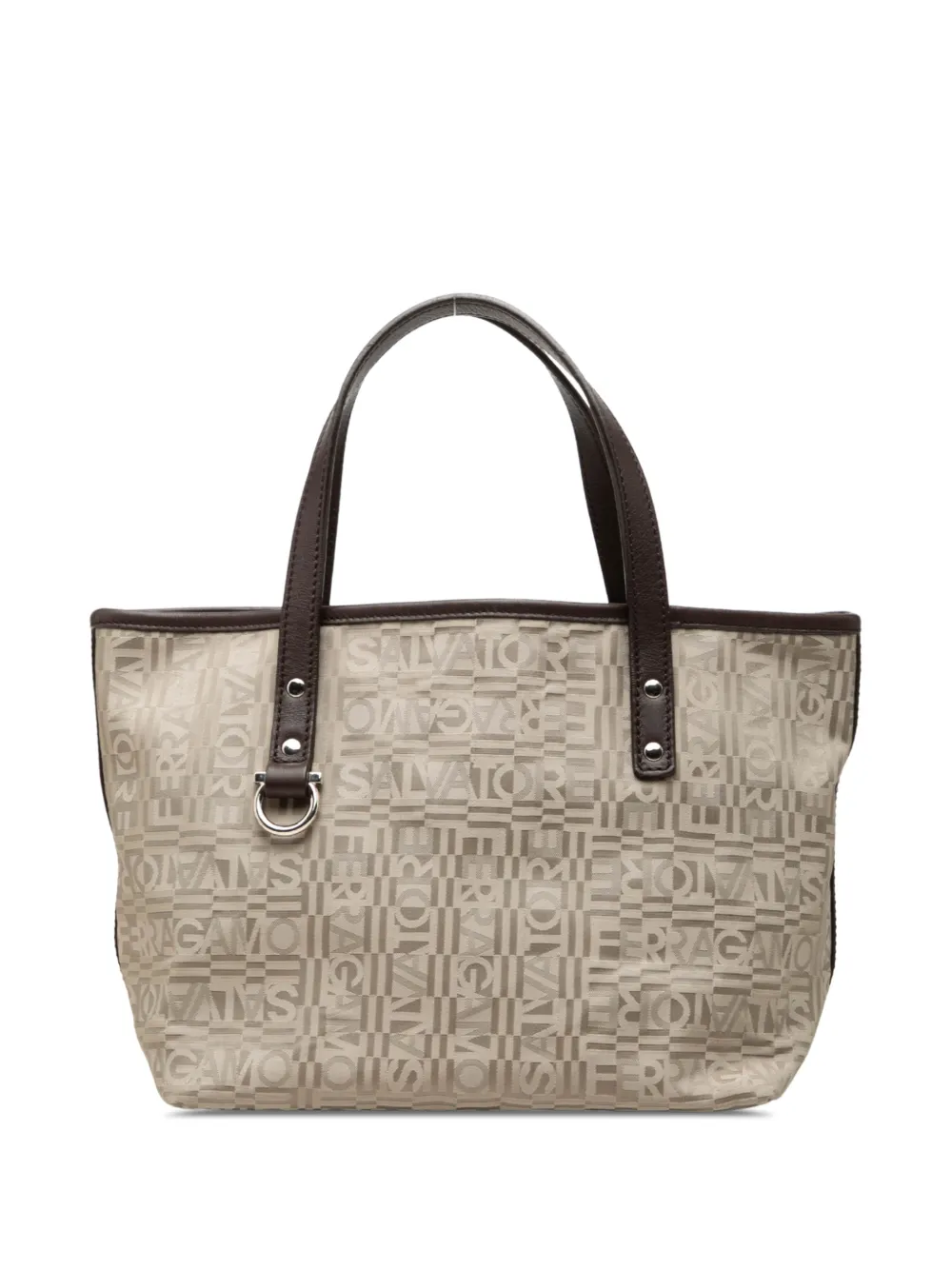Ferragamo Pre-Owned sac à main Gancini en toile à logo (2000-2010) - Tons neutres Ferragamo Pre-Owned sac à main Gancini en toile à logo (2000-2010) - Tons neutres