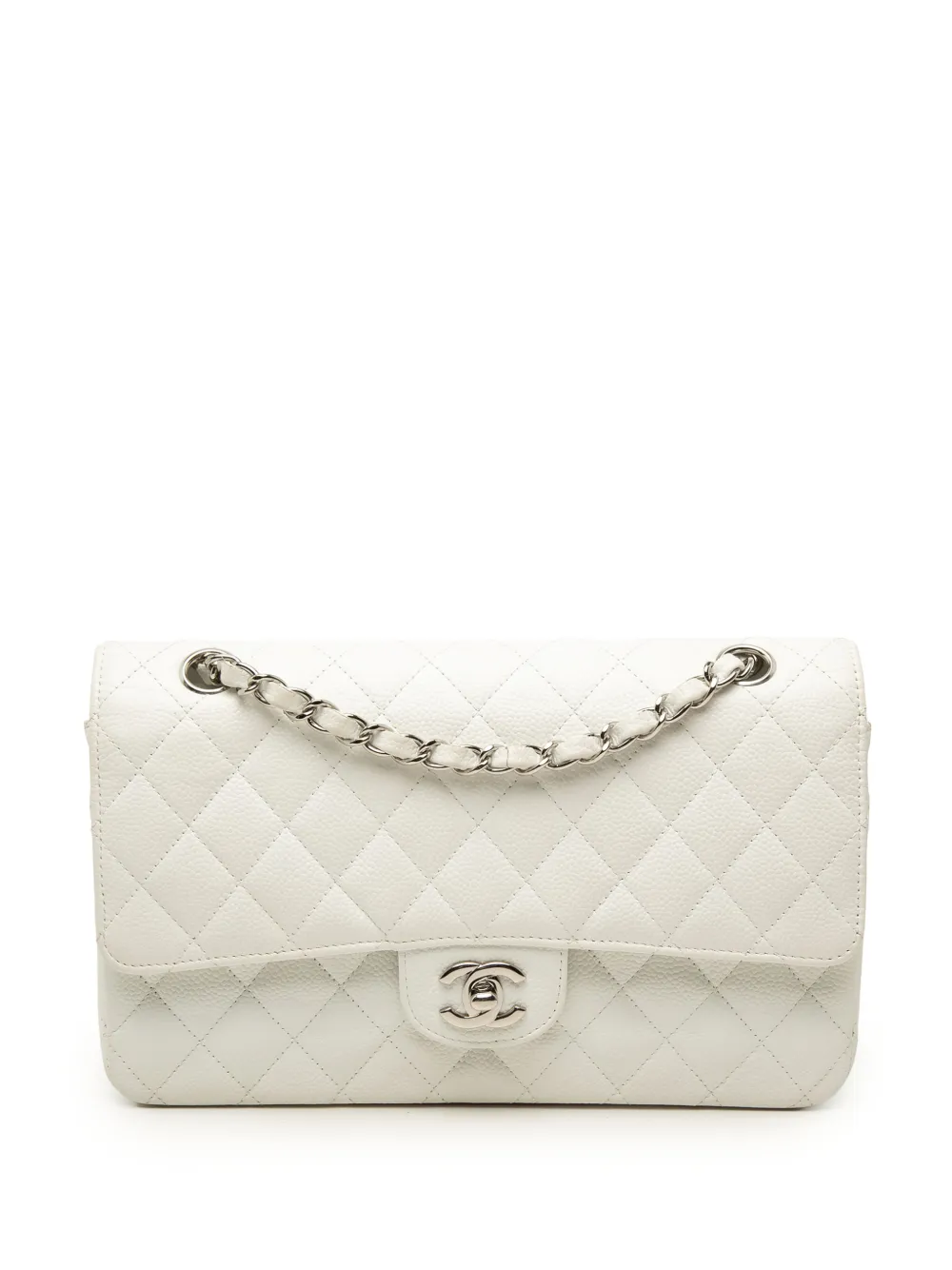 CHANEL Pre-Owned 2006-2008 Medium Classic Caviar Double Flap shoulder bag - Bianco