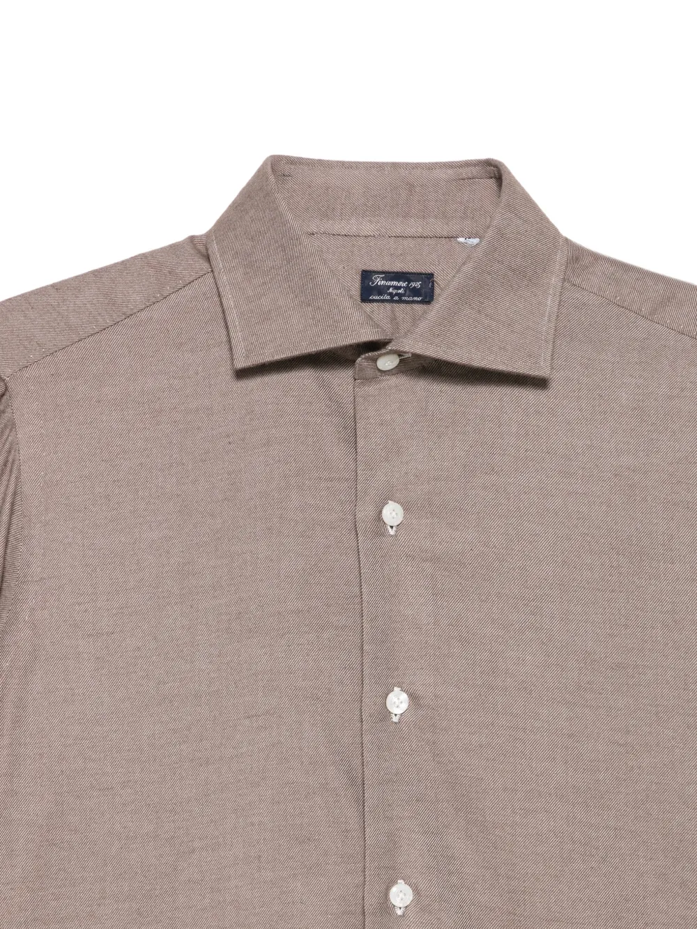 Finamore 1925 Napoli twill-weave button-down shirt Beige