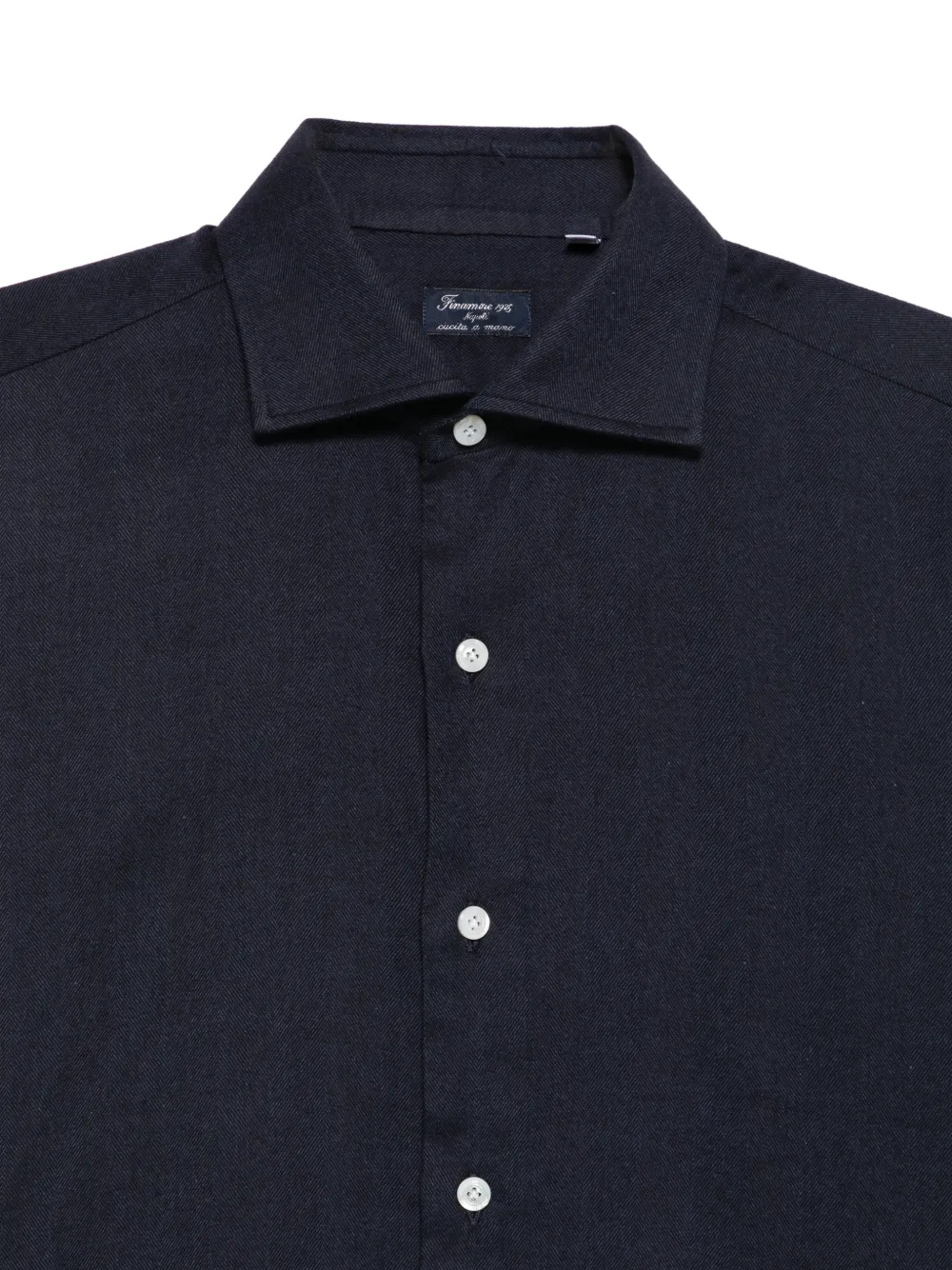 Finamore 1925 Napoli herringbone-pattern long-sleeve shirt Blauw