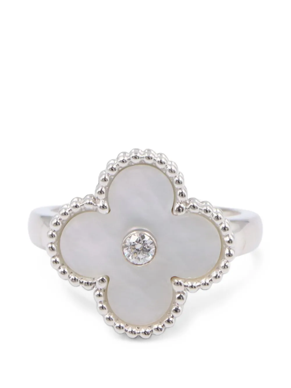 Van Cleef & Arpels Pre-owned 2010s Alhambra Mother-of-pearl Ring in Silver, view 2