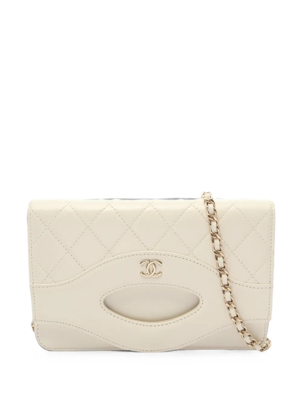 CHANEL Pre-Owned sac portefeuille porté épaule matelassé à chaîne - Blanc CHANEL Pre-Owned sac portefeuille porté épaule matelassé à chaîne - Blanc