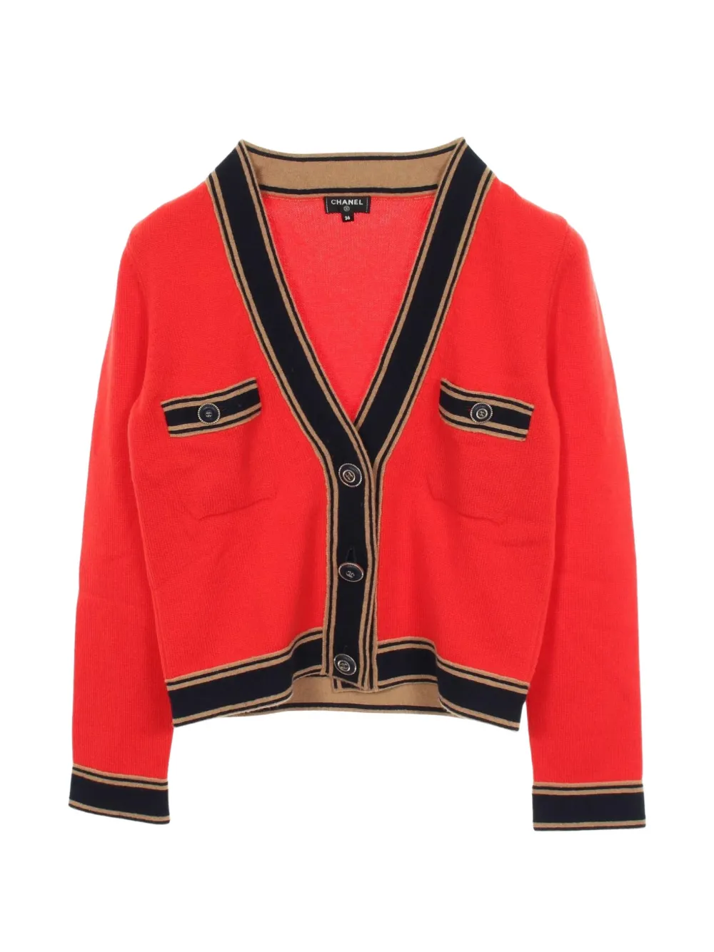 CHANEL Pre-Owned 1986-1988 V-neck button-front cardigan - Rosso