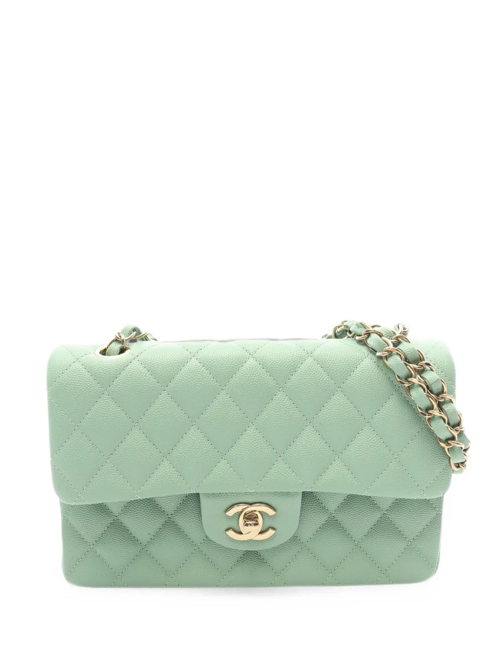 CHANEL Pre-Owned 2021 S quilted Matelassé Double Flap shoulder bag - Verde