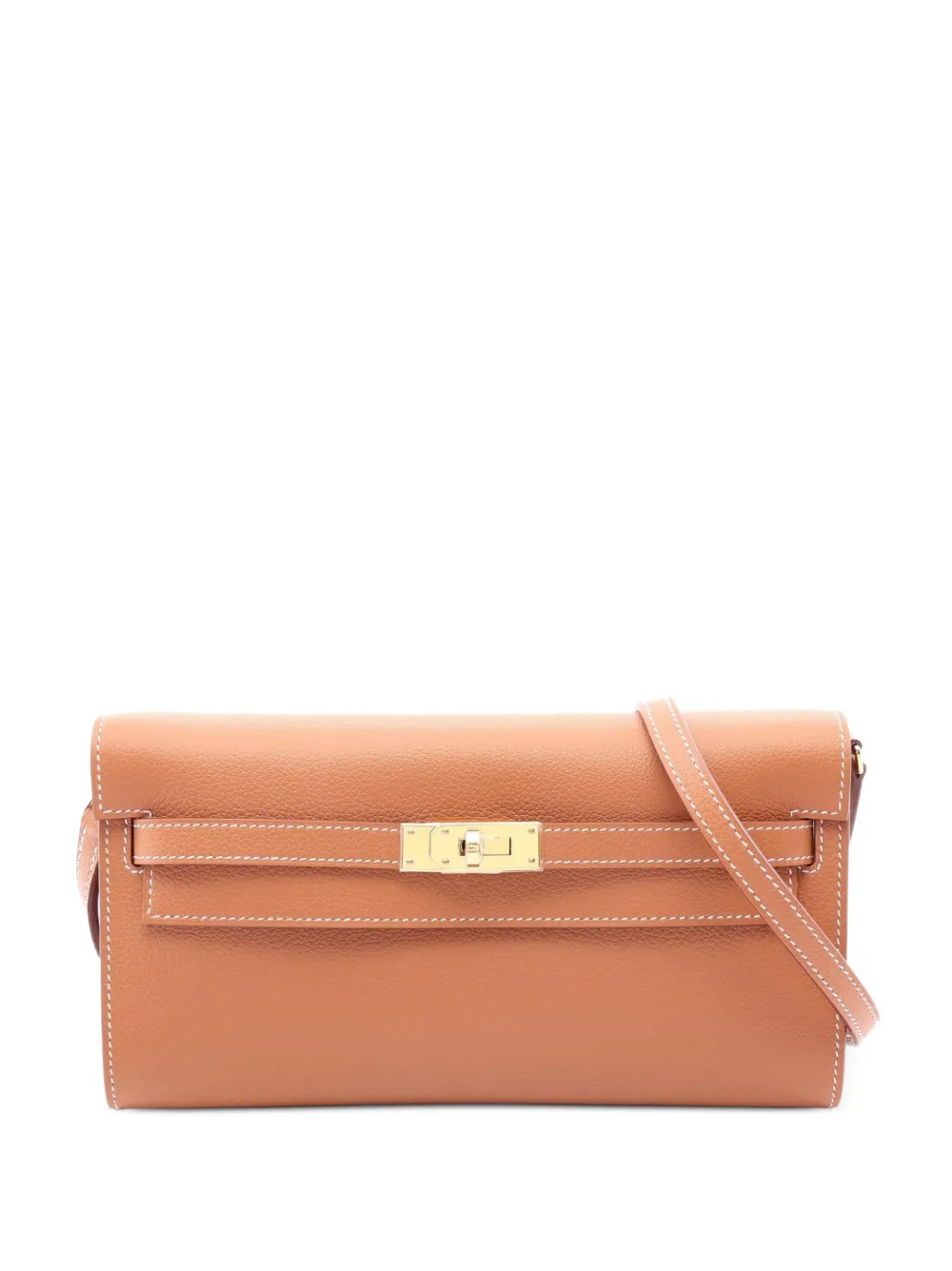 Hermès Pre-Owned Kelly To Go logo-detail clutch bag - Braun