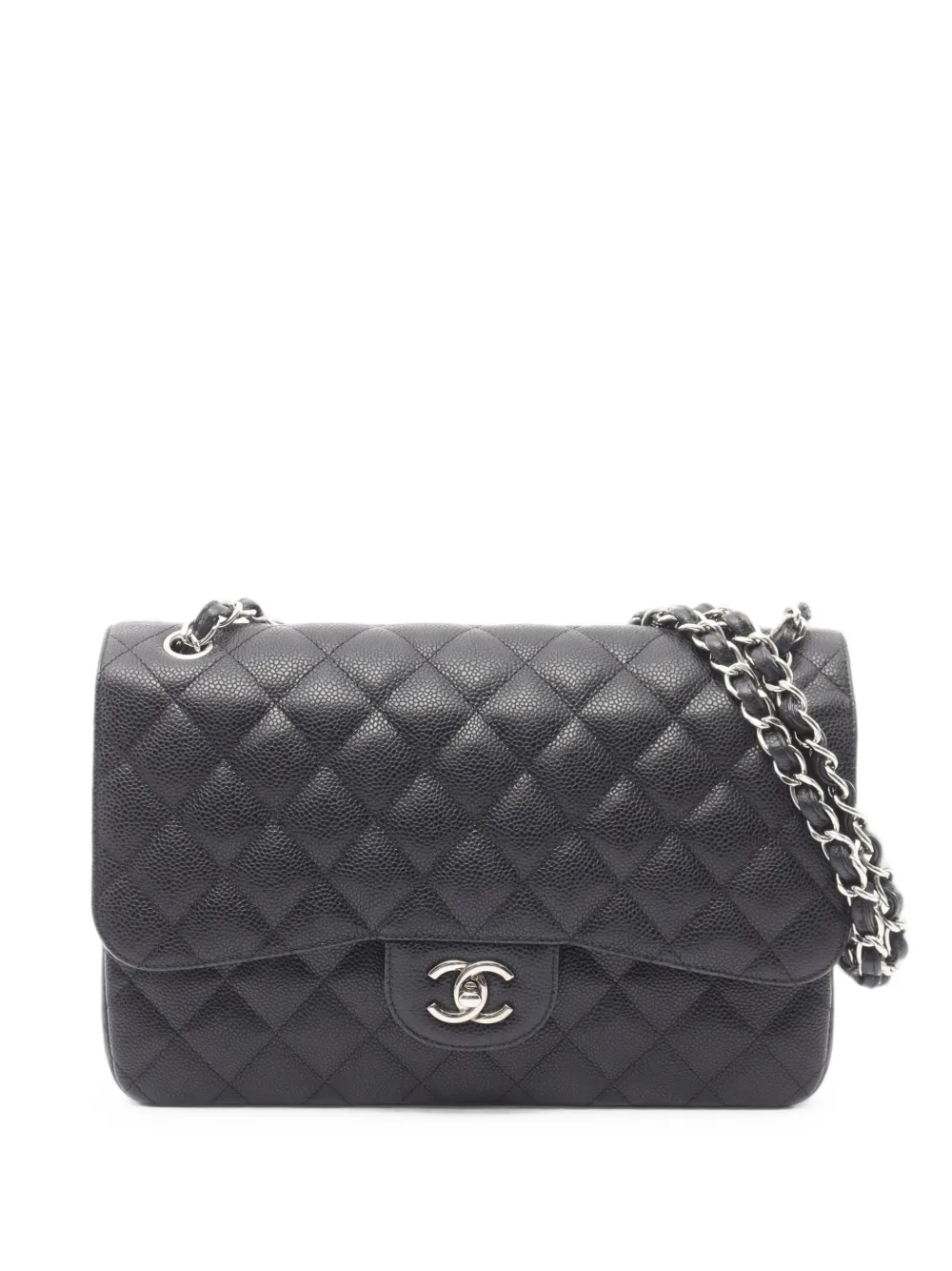 CHANEL Pre-Owned large 2014 quilted Caviar leather shoulder bag - Nero