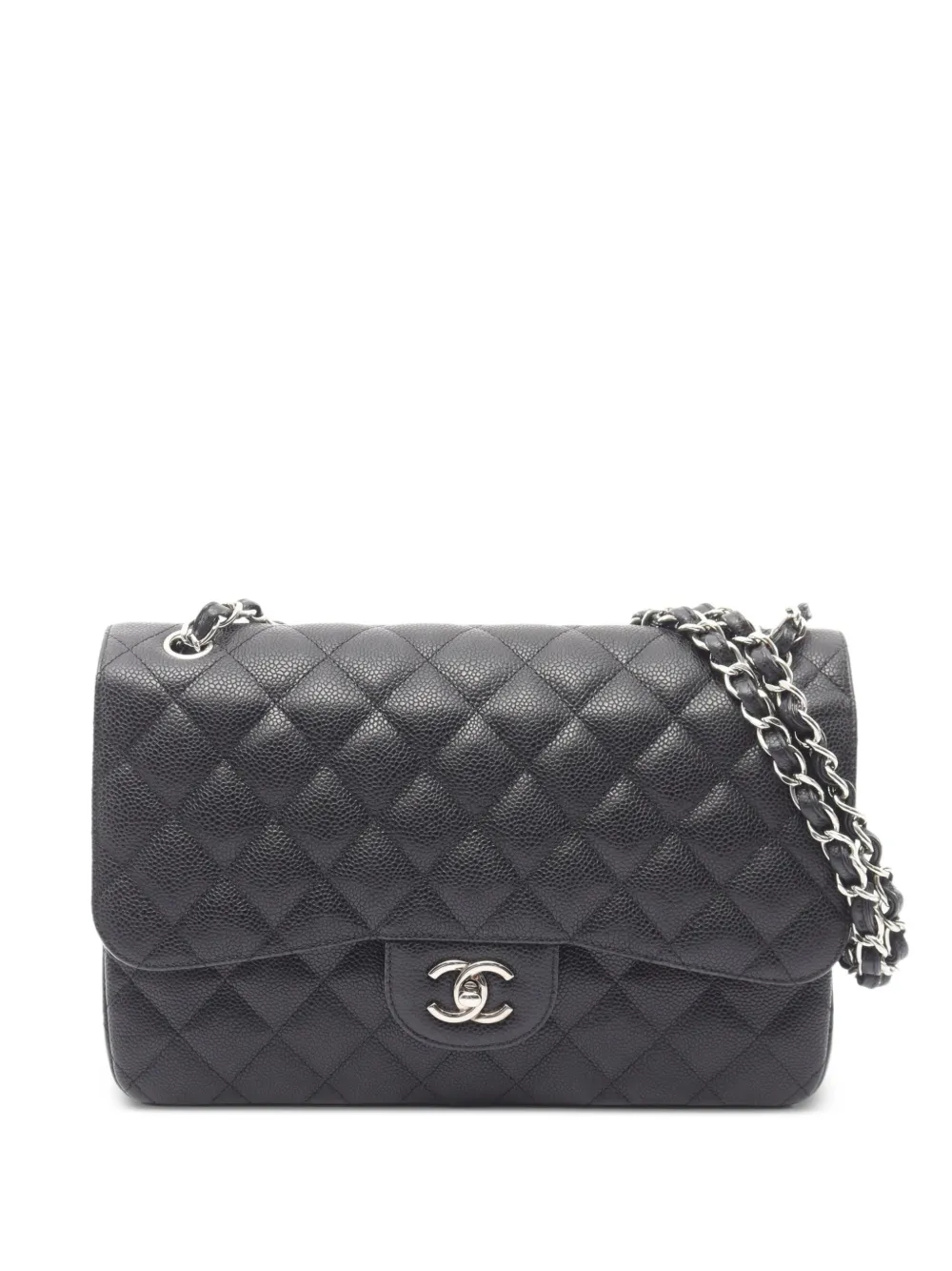 CHANEL Pre-Owned large 2014 quilted Caviar leather shoulder bag - Black