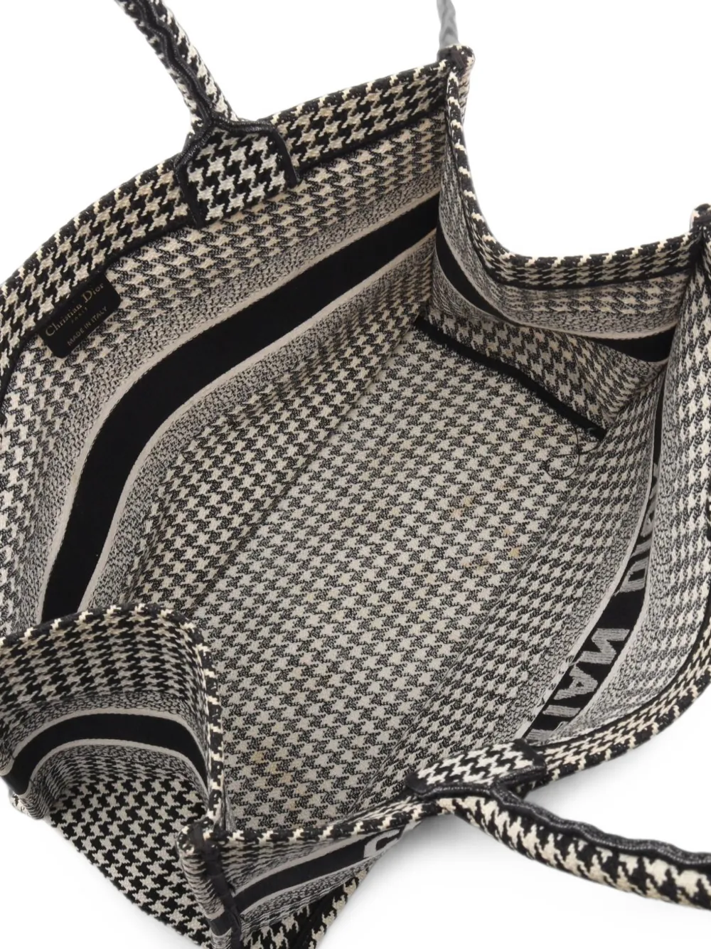 Christian Dior Pre-Owned 2000s medium Book Tote shopper met pied-de-poule-print Zwart