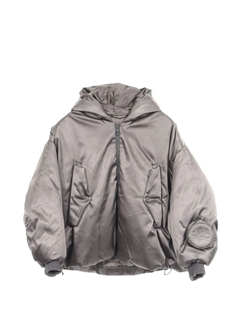 Louis Vuitton Pre-Owned veste bomber LV à capuche et broderies (années 2000) - Gris Louis Vuitton Pre-Owned veste bomber LV à capuche et broderies (années 2000) - Gris