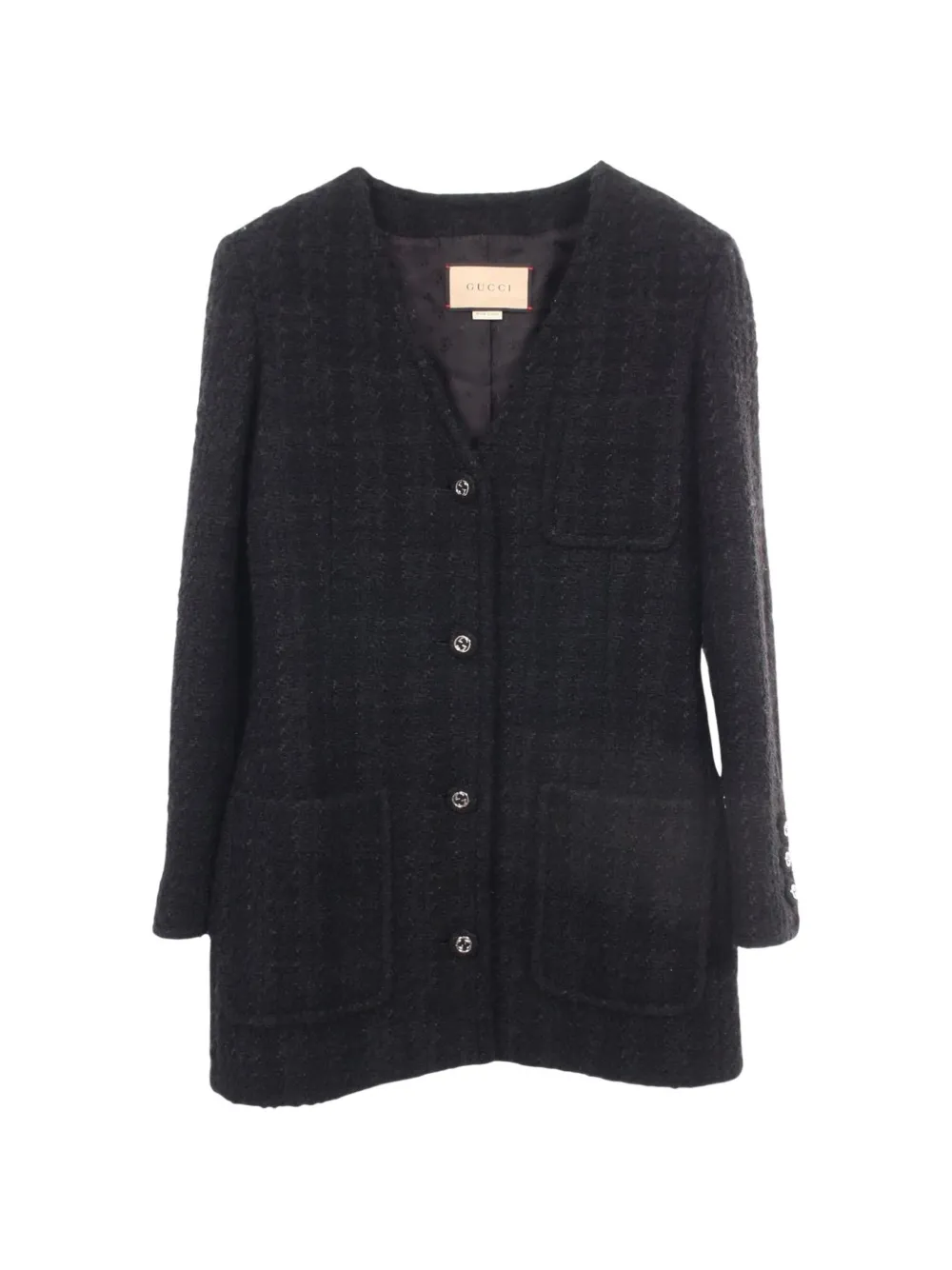 Gucci Pre-Owned 2010s Interlocking G tweed jacket - Nero