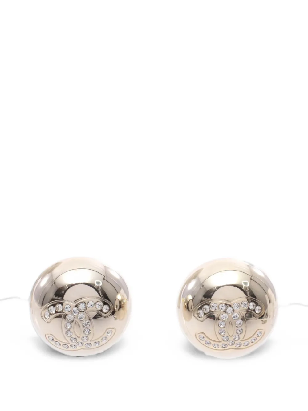 CHANEL Pre-Owned Coco Mark rhinestone ball earrings - Oro