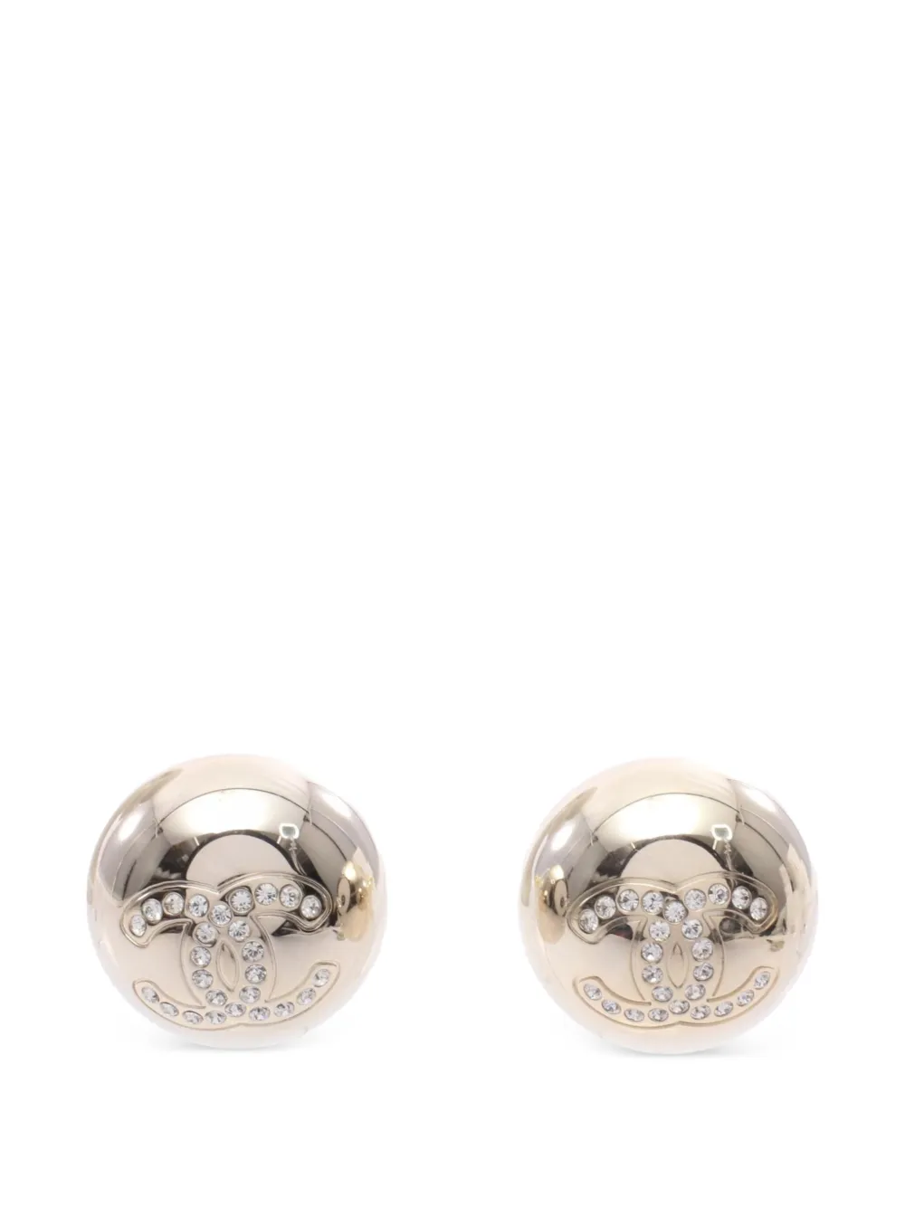 CHANEL Pre-Owned Coco Mark rhinestone ball earrings - Oro