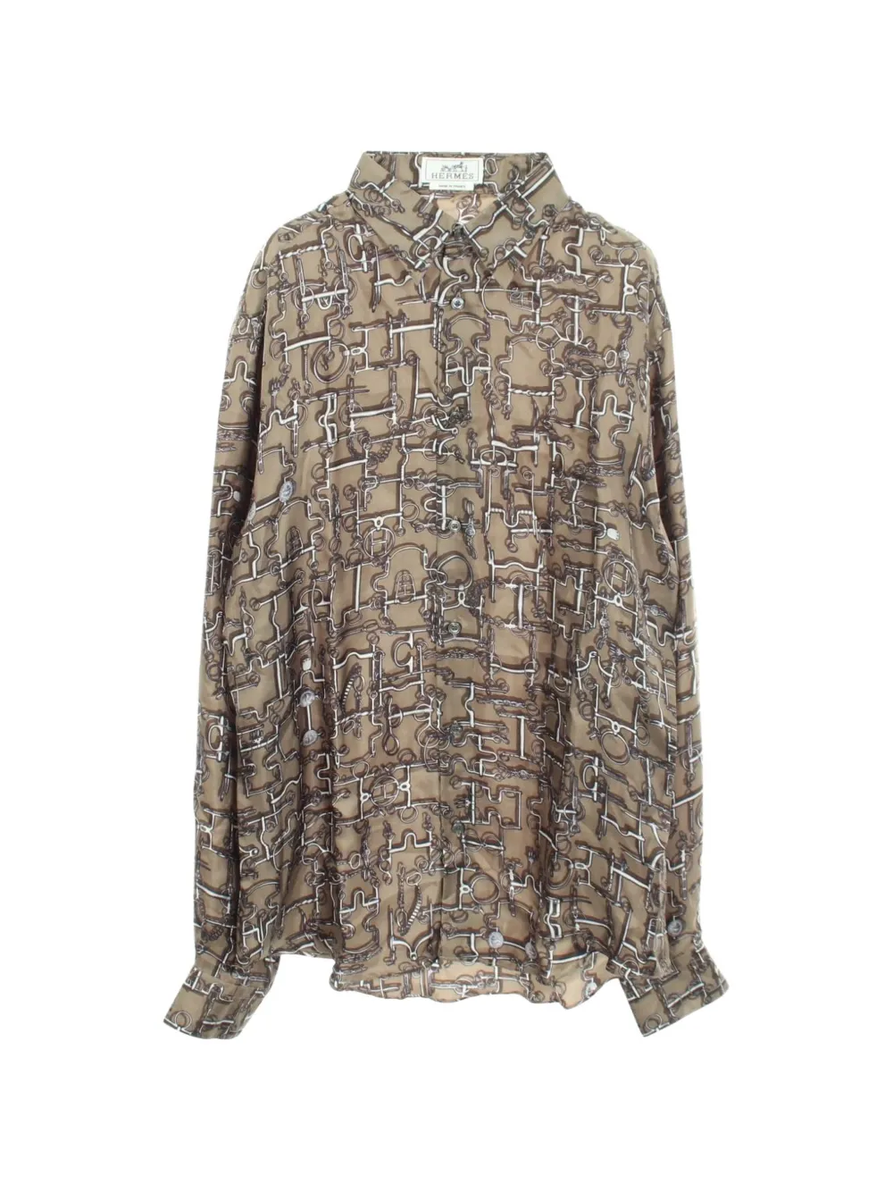 Hermès Pre-Owned chemise à imprimé cheval (années 2010) - Tons neutres Hermès Pre-Owned chemise à imprimé cheval (années 2010) - Tons neutres
