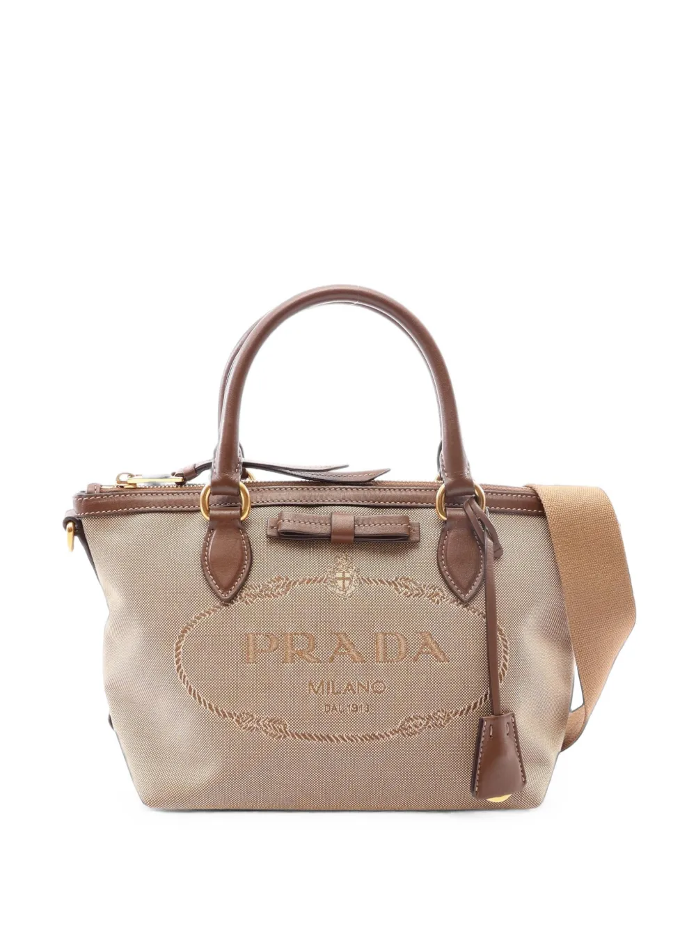 Prada Pre-Owned 2010s Logo Jacquard tote bag - Tons neutres Prada Pre-Owned 2010s Logo Jacquard tote bag - Tons neutres
