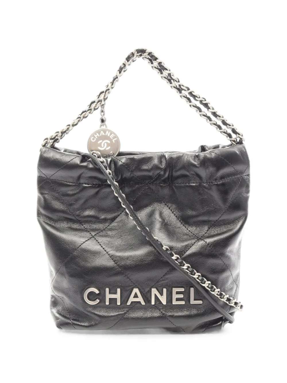 CHANEL Pre-Owned 2021 mini Chanel 22 chain tote bag - Nero