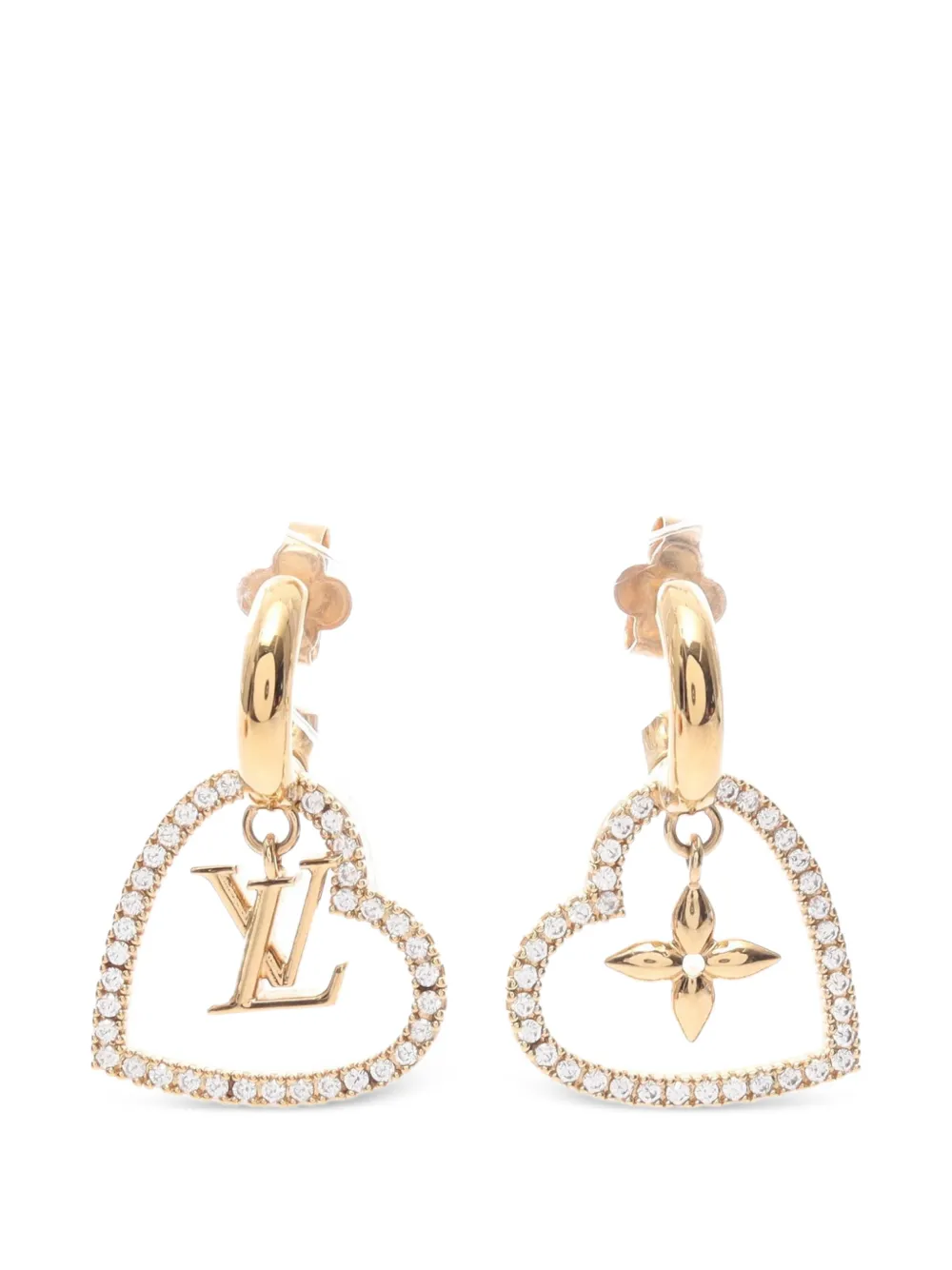 Louis Vuitton Pre-Owned 2024 My LV Heart rhinestone earrings - Oro