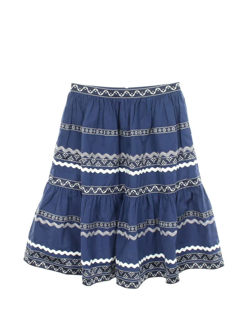 Louis Vuitton Pre-Owned 2020s Monogram tiered miid skirt - Blu
