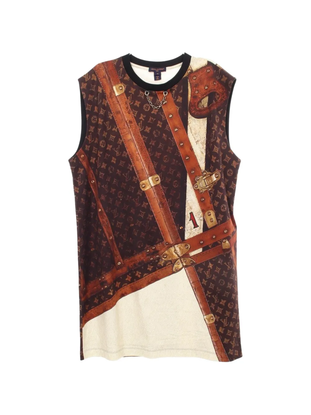 Louis Vuitton Pre-Owned robe imprimée Trunk (années 2010) - Marron Louis Vuitton Pre-Owned robe imprimée Trunk (années 2010) - Marron